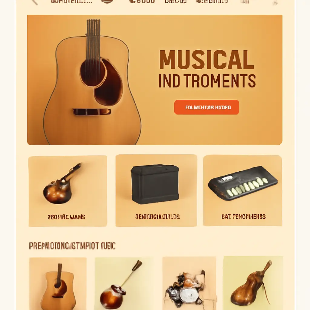 Homepage hudebního obchodu Ukázka responzivní homepage online hudebního obchodu