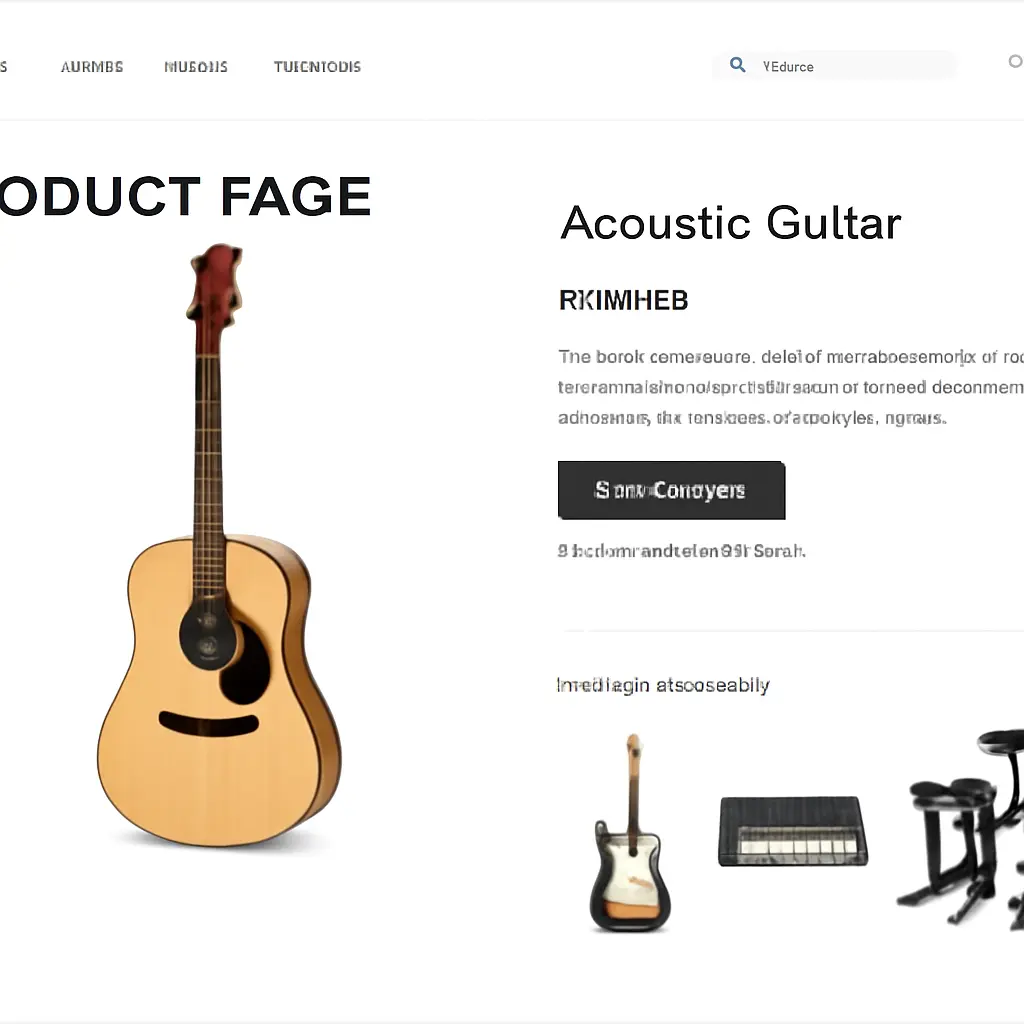 Moderní hudební e-shop Interaktivní produktová stránka hudebního e-shopu se zřetelnými prvky uživatelského rozhraní